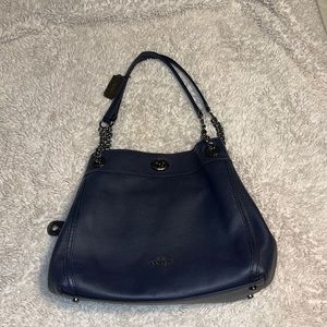 Midnight blue large Coach satchel shoulder bag